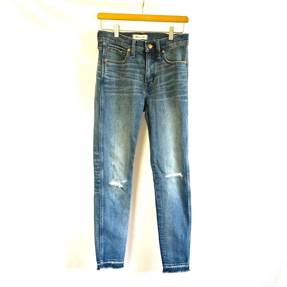 Madewell Jeans Size 27 9” High Rise Skinny Distressed Frayed Cuffs